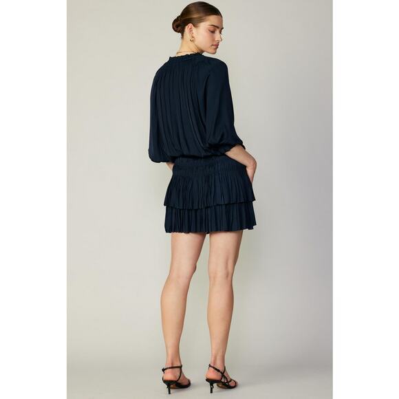Current Air | Dark Navy Aurelie Pleated Mini Dress MSRP$148 - Picture 5 of 10